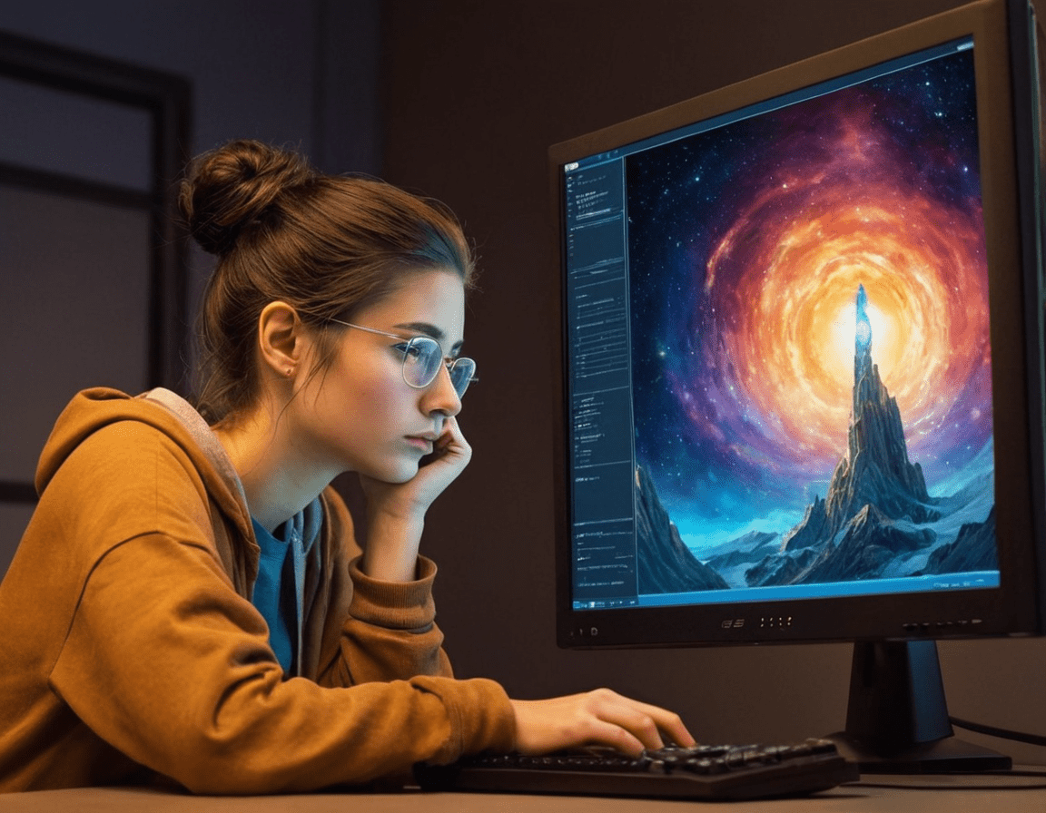 A Developer looking at a monitor trying to debug code