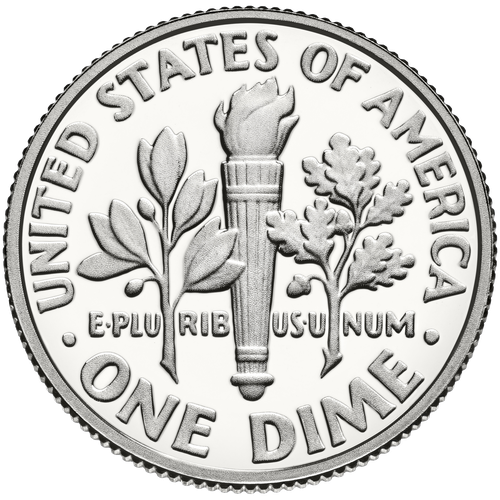 Dime back - Torch, olive and oak branches