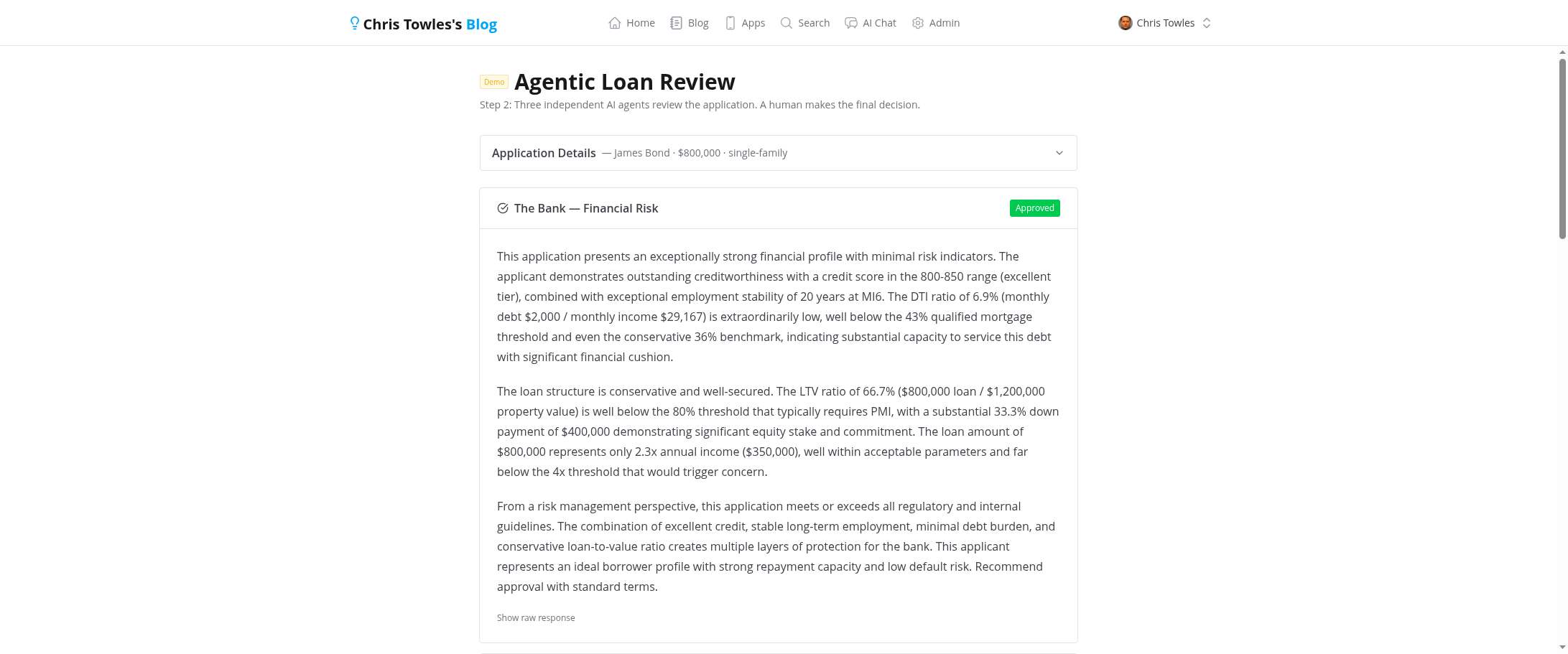 AI Recommendation showing fraud flags and Approve/Deny/Flag buttons